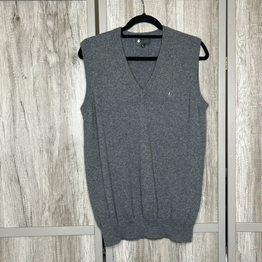 Cashmere Boutique Sweater Vest Men Size XL V Neckline Preppy Gray Color